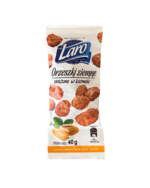 Orzeszki ziemne w karmelu w białym opakowaniu z symbolicznym zdjęciem zawartości