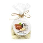 Migdały w czekoladzie białej z kokosem w foliowej saszetce z kokardą