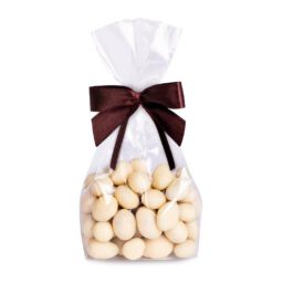 Rodzynki w czekoladzie białej w foliowej saszetce z kokardą