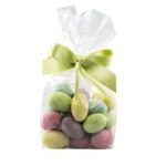 Migdały w czekoladzie białej naturalnie barwione w foliowej saszetce z kokardą