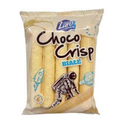 chrupki kukurydziane w białej polewie w opakowaniu z astronautą