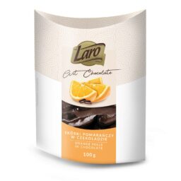 Skórki pomarańczy w czekoladzie deserowej w opakowaniu typu łódeczka