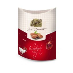 Migdały w czekoladzie deserowej w opakowaniu typu łódeczka ze świąteczną owijką