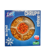 Tacka z przekąskami na słono w niebieskim opakowaniu z okienkiem