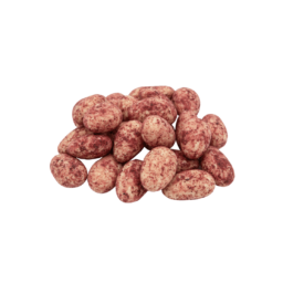 Migdały w białej czekoladzie w pudrze z czerwonej porzeczki