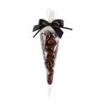 Skórki pomarańczy w czekoladzie deserowej w foliowym rożku z kokardą