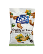 Orzechy nerkowca w karmelu z miodem i rozmarynem w białym opakowaniu z symbolicznym zdjęciem zawartości