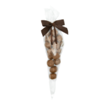 Kostka kokosowa w czekoladzie mlecznej w foliowym rożku z kokardą