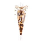 Bakalie z żurawiną w foliowym rożku z jutową kokardą