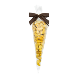 Orzechy nerkowca prażone solone w foliowym rożku z kokardką