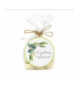 Migdały w czekoladzie białej z kokosem w foliowej saszetce z kokardą