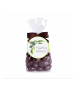 Migdały w czekoladzie deserowej w foliowej saszetce z kokardą i bilecikiem