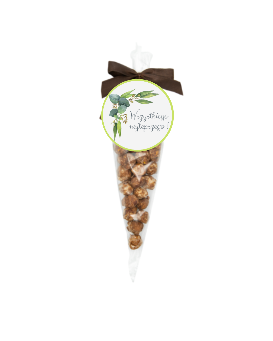 orzechy-laskowe-karmel Orzechy laskowe w karmelu w foliowym rożku z kokardą