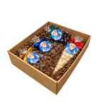 Zestaw prezentowy dla dziadka - truskawki, skórki pomarańczy, agrest, migdały w czekoladzie