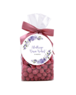 Jagody liofilizowane w czekoladzie białej w pudrze z czarnej porzeczki liofilizowanej